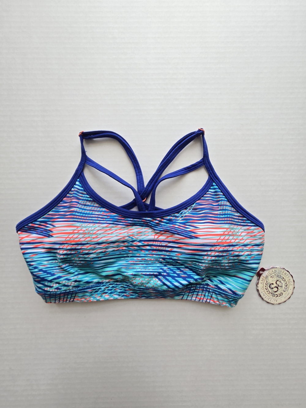 SO Blue Multicolor Strappy Sports Bra - Size M